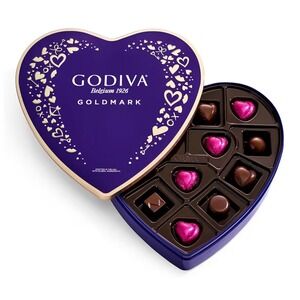 Godiva Goldmark Dark Chocolate Creations Heart Tin 14pc 4.1oz‎ Anniversary Gift